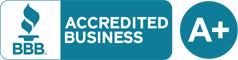 Better Business Bureau Accredited Business badge with A+ rating