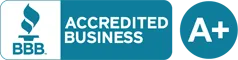 Better Business Bureau Accredited Business badge with A+ rating